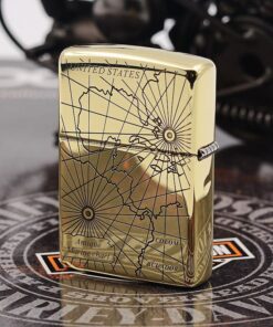 bật lửa zippo họa tiết màu vàng