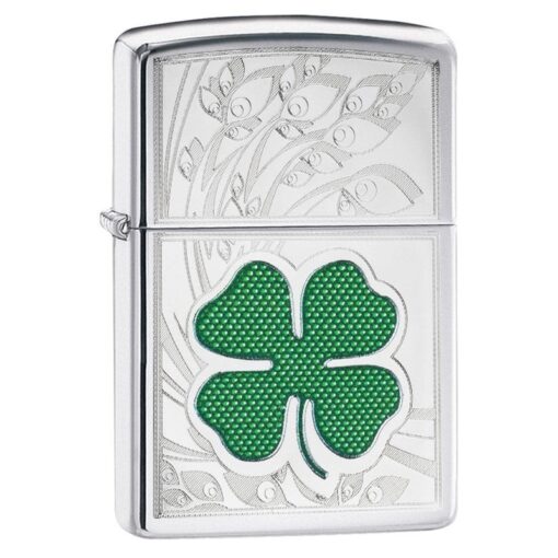 Zippo Four Leaf Clover High Polish Chrome - 24699