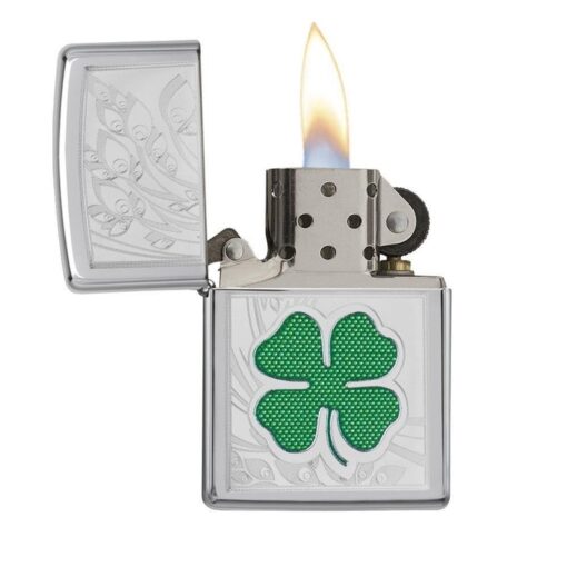 Zippo Four Leaf Clover High Polish Chrome - 24699 - Hình ảnh 4