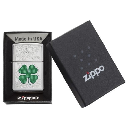 Zippo Four Leaf Clover High Polish Chrome - 24699 - Hình ảnh 6