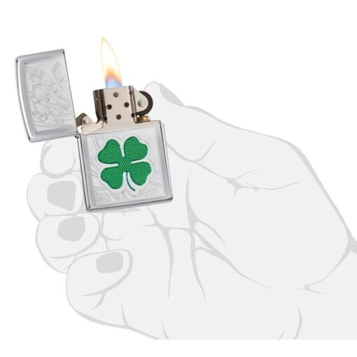 Zippo Four Leaf Clover High Polish Chrome - 24699 - Hình ảnh 5