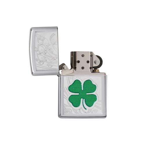 Zippo Four Leaf Clover High Polish Chrome - 24699 - Hình ảnh 2
