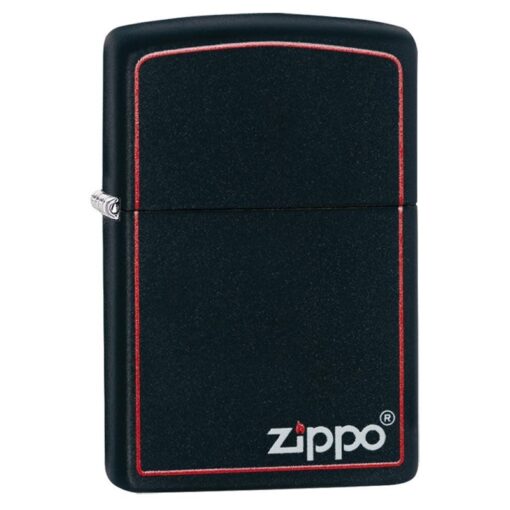 Zippo Classic Black Matte with Zippo Logo and Red Border - 218ZB