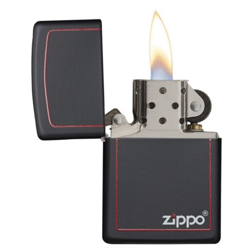 Zippo Classic Black Matte with Zippo Logo and Red Border - 218ZB - Hình ảnh 4