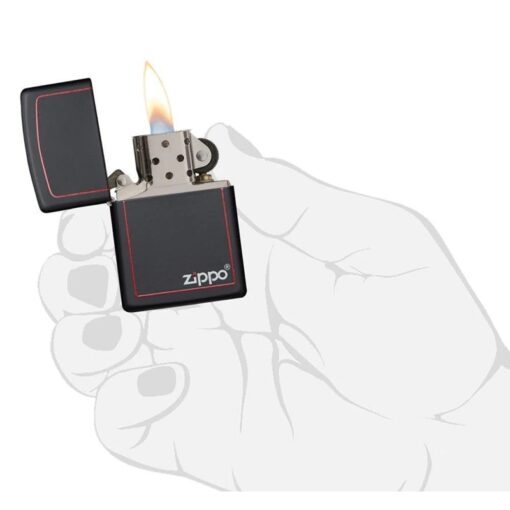 Zippo Classic Black Matte with Zippo Logo and Red Border - 218ZB - Hình ảnh 5