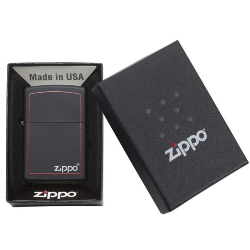Zippo Classic Black Matte with Zippo Logo and Red Border - 218ZB - Hình ảnh 6