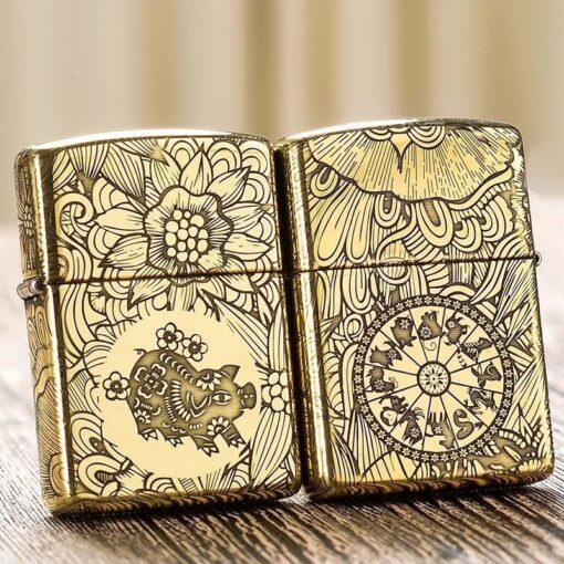 Zippo 12 con giáp năm Hợi - Lợn - Hình ảnh 2