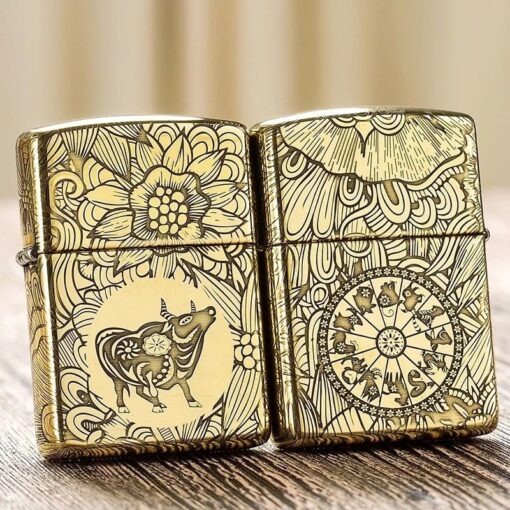 Zippo 12 con giáp năm Sửu - Trâu - Hình ảnh 2