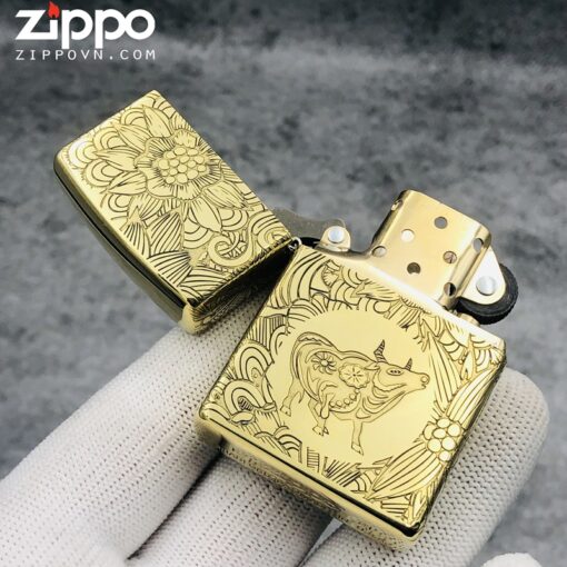 Zippo 12 con giáp năm Sửu - Trâu - Hình ảnh 4