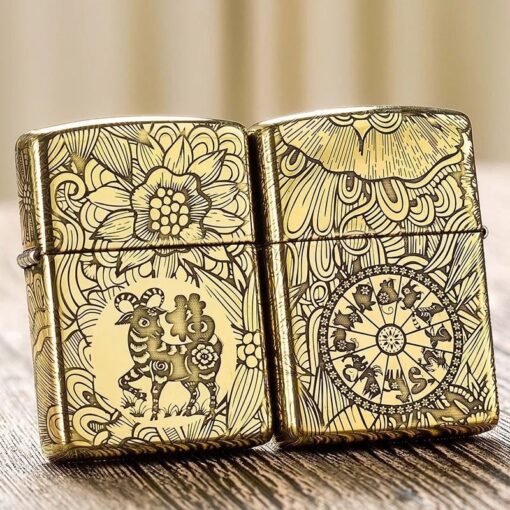 Zippo 12 con giáp năm Mùi - Dê - Hình ảnh 2