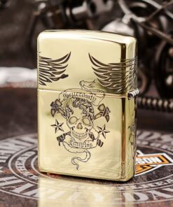 bật lửa zippo họa tiết màu vàng