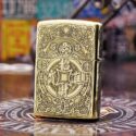 bật lửa zippo họa tiết màu vàng