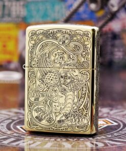 bật lửa zippo họa tiết màu vàng
