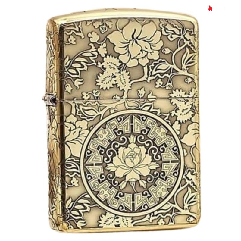 Zippo Armor Brass Peony Design - BRC09