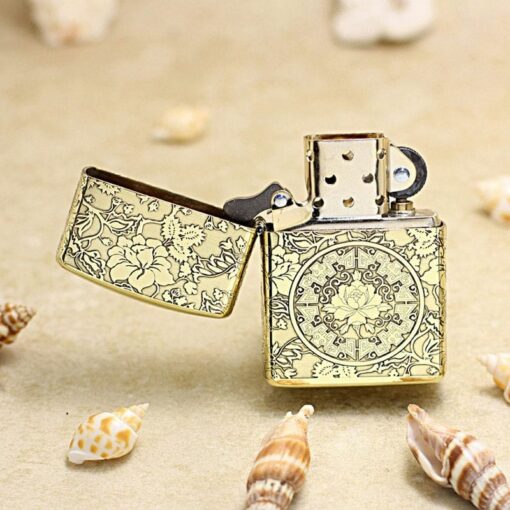 Zippo Armor Brass Peony Design - BRC09 - Hình ảnh 4