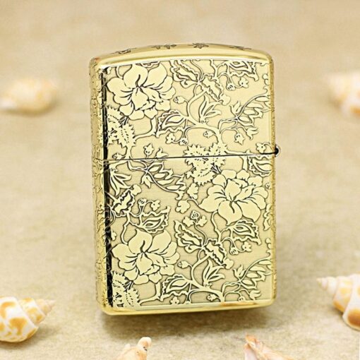 Zippo Armor Brass Peony Design - BRC09 - Hình ảnh 3