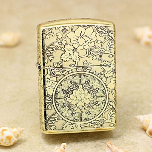 Zippo Armor Brass Peony Design - BRC09 - Hình ảnh 2