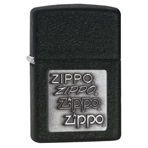 Zippo Black Crackle Silver Zippo Logo - 363