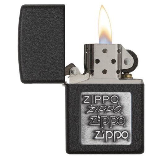 Zippo Black Crackle Silver Zippo Logo - 363 - Hình ảnh 4