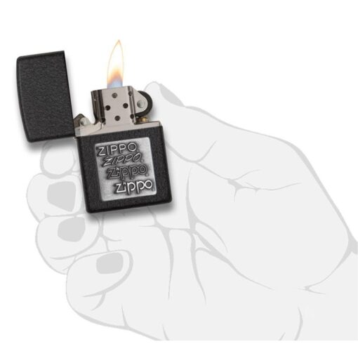 Zippo Black Crackle Silver Zippo Logo - 363 - Hình ảnh 5