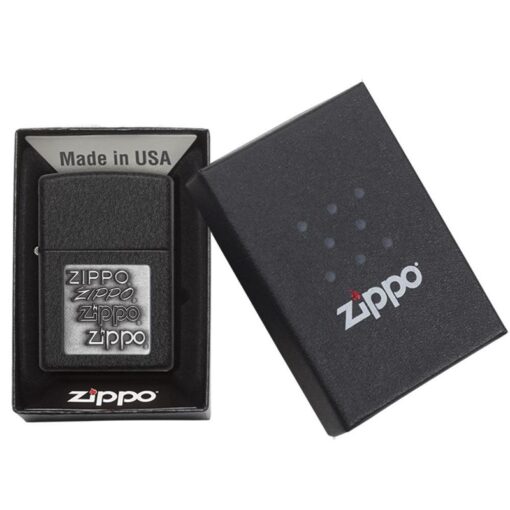 Zippo Black Crackle Silver Zippo Logo - 363 - Hình ảnh 6