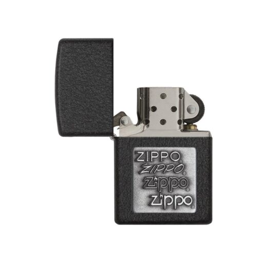 Zippo Black Crackle Silver Zippo Logo - 363 - Hình ảnh 2