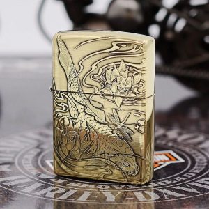 zippo khắc cá chép