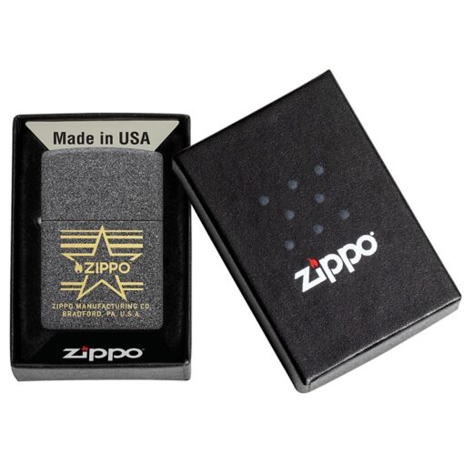 Zippo Logo Flame Start Stripes Iron Stone - 48711 - Hình ảnh 6