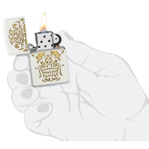 Zippo Sugar Skull Design White Matte - 48710 - Hình ảnh 5