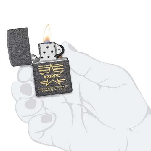 Zippo Logo Flame Start Stripes Iron Stone - 48711 - Hình ảnh 5
