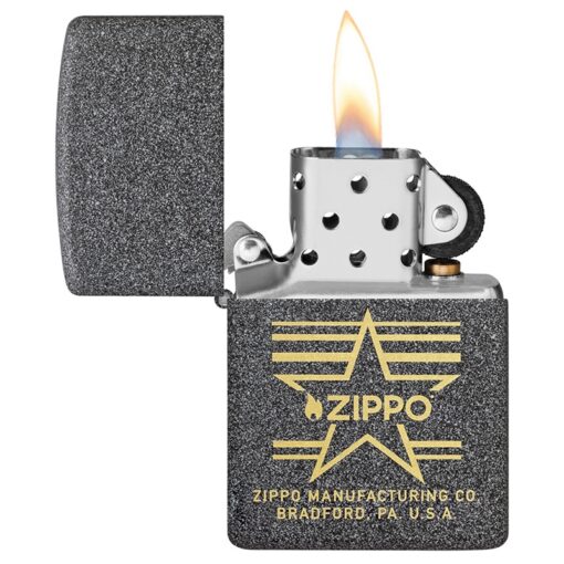 Zippo Logo Flame Start Stripes Iron Stone - 48711 - Hình ảnh 4