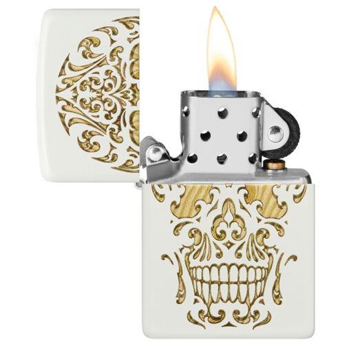 Zippo Sugar Skull Design White Matte - 48710 - Hình ảnh 4