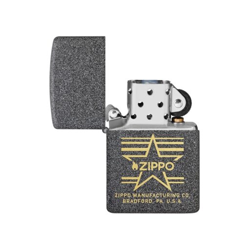 Zippo Logo Flame Start Stripes Iron Stone - 48711 - Hình ảnh 2