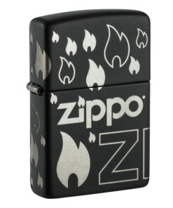 Zippo Logo and Flames Laser 360° Black Matte - 48908