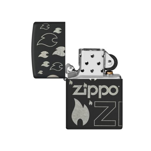 Zippo Logo and Flames Laser 360° Black Matte - 48908 - Hình ảnh 2
