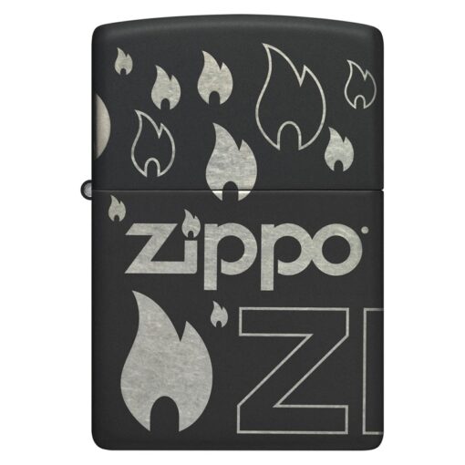 Zippo Logo and Flames Laser 360° Black Matte - 48908 - Hình ảnh 4