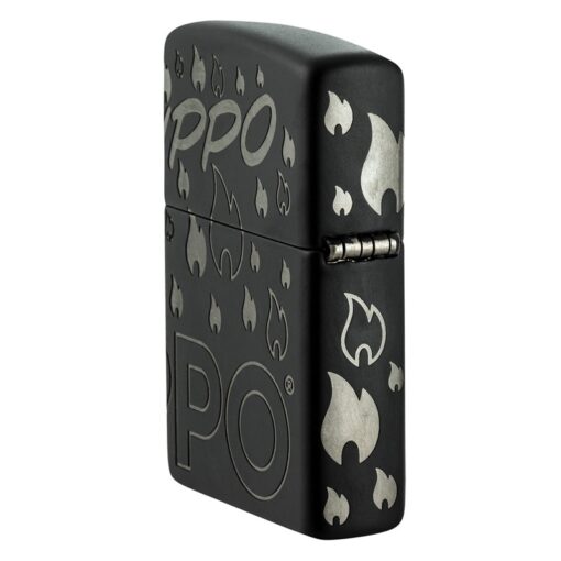 Zippo Logo and Flames Laser 360° Black Matte - 48908 - Hình ảnh 5