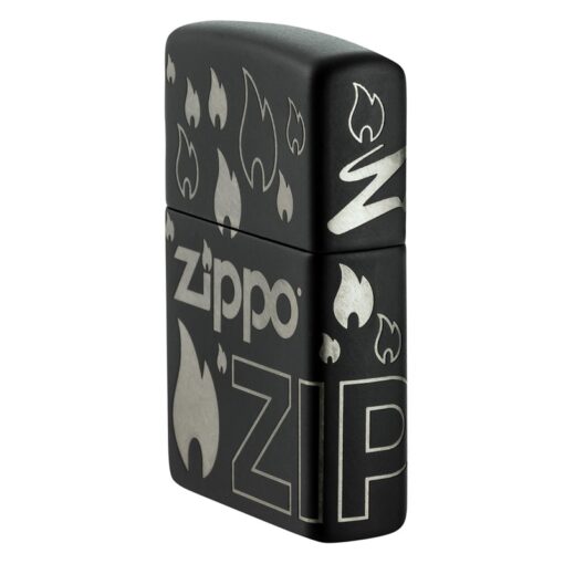 Zippo Logo and Flames Laser 360° Black Matte - 48908 - Hình ảnh 6