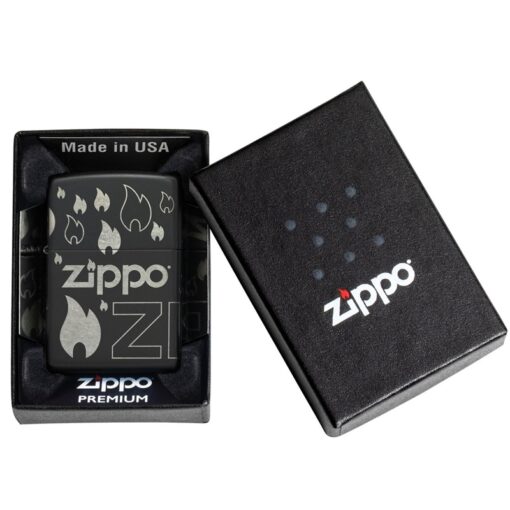 Zippo Logo and Flames Laser 360° Black Matte - 48908 - Hình ảnh 9