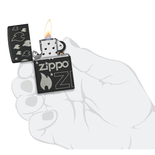 Zippo Logo and Flames Laser 360° Black Matte - 48908 - Hình ảnh 8