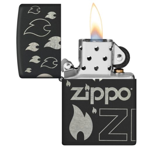 Zippo Logo and Flames Laser 360° Black Matte - 48908 - Hình ảnh 7