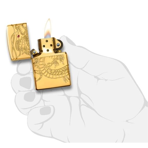 Zippo Armor Red Eyed Dragon 360° Engraving Gold Plate - 29265 - Hình ảnh 9