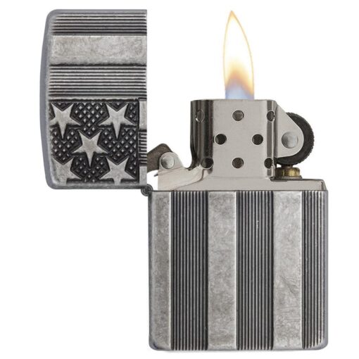 Zippo Armor US Flag Antique Silver Plate - 28974 - Hình ảnh 4