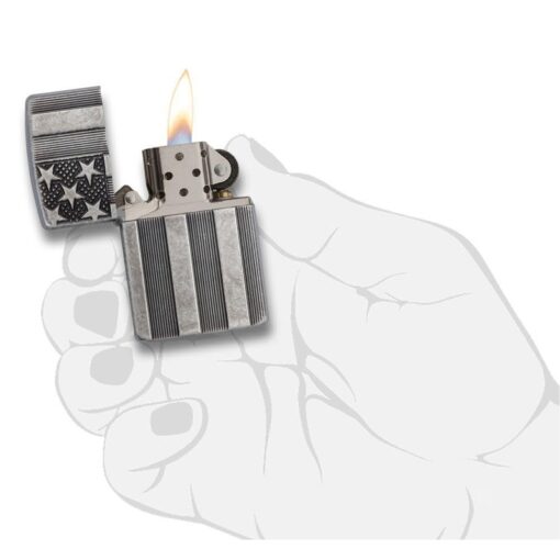 Zippo Armor US Flag Antique Silver Plate - 28974 - Hình ảnh 5