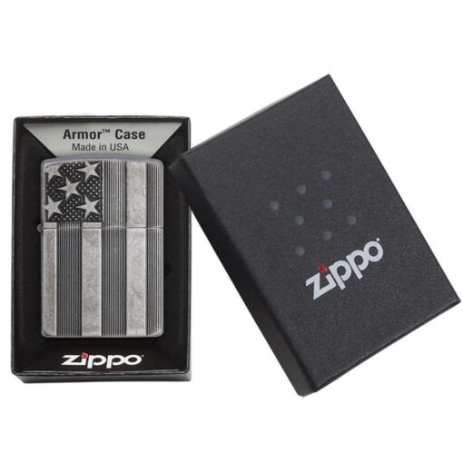 Zippo Armor US Flag Antique Silver Plate - 28974 - Hình ảnh 6