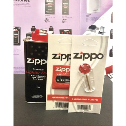 Bộ phụ kiện bật lửa Zippo - Xăng,đá,bấc - Hình ảnh 2