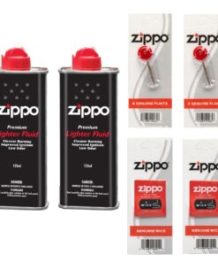 Bộ phụ kiện bật lửa Zippo – 2 Bình Xăng kèm 2 Đá và 2 Bấc Zippo