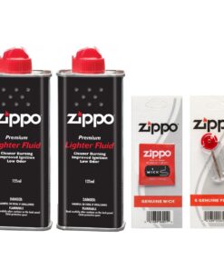 Bộ phụ kiện bật lửa Zippo – 2 Bình Xăng kèm Đá và Bấc Zippo
