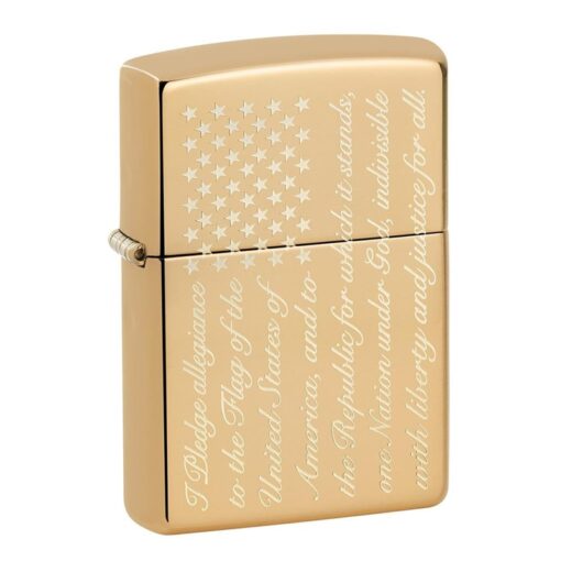 Zippo Pledge of Allegiance Design High Polish Brass - 49585
