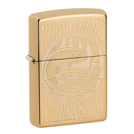 Zippo Fisherman Design High Polish Brass - 49610